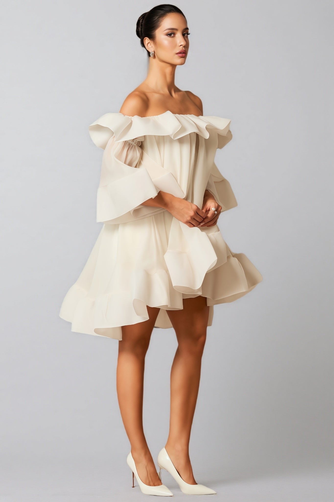 Verna Off Shoulder Ruffle Mini Dress