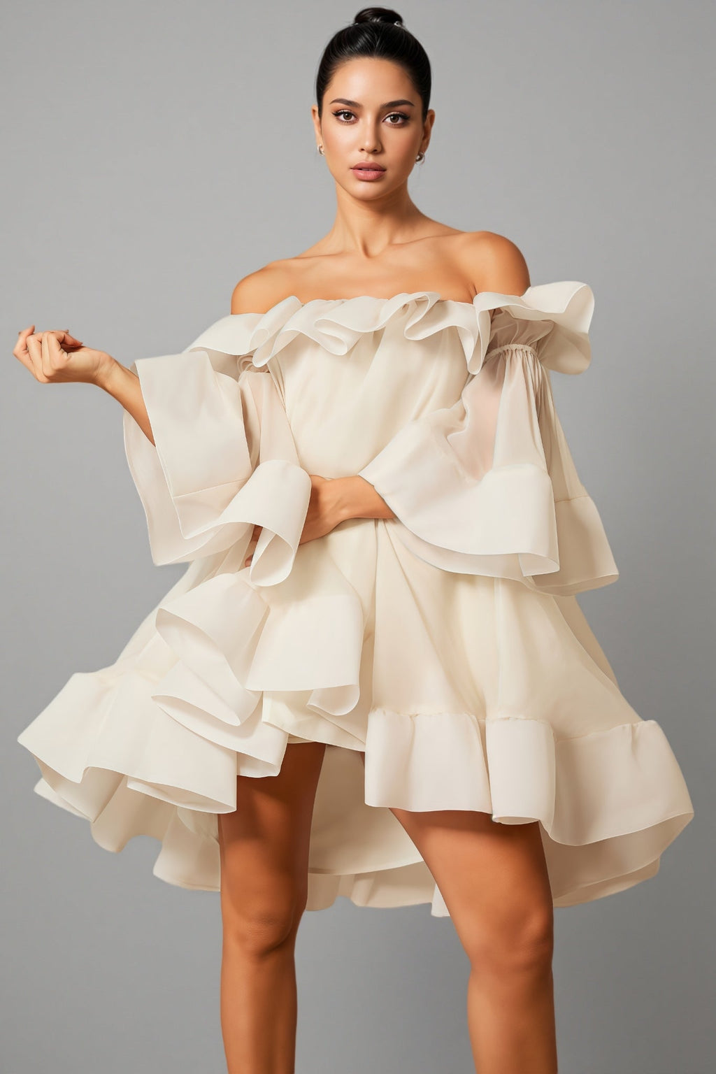 Verna Off Shoulder Ruffle Mini Dress