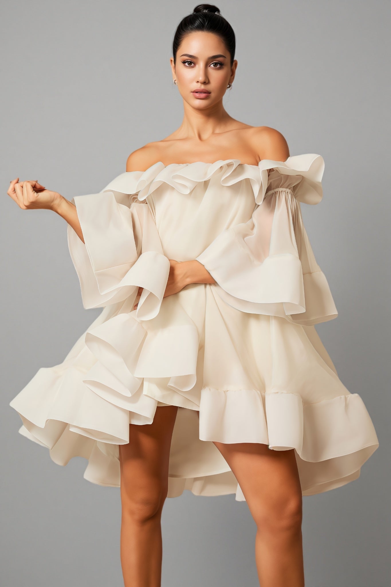 Verna Off Shoulder Ruffle Mini Dress