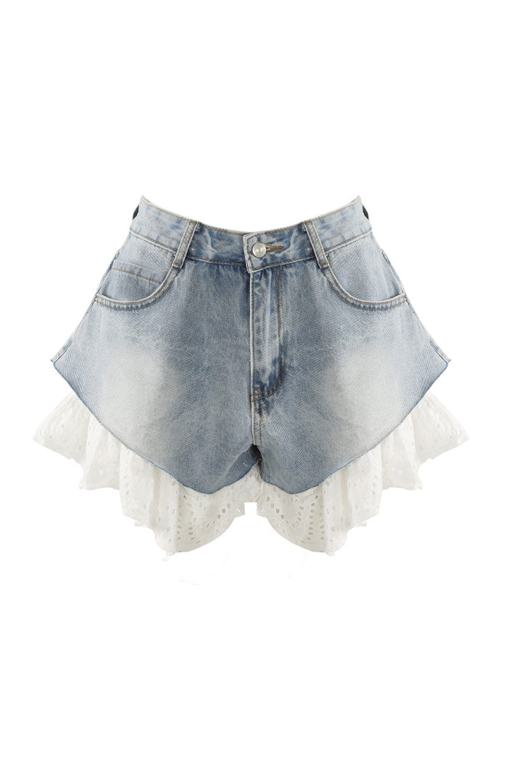 Lace Patchwork Denim Shorts