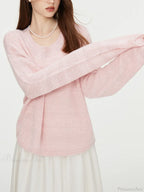 8.7% Wool Round Neck Drop Sleeve Sweater