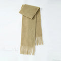 80% Wool Blend Solid Color Tassel Scarf for Women - Autumn Winter Collection