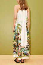 Tropical Eden Halter Neck Backless Maxi Dress