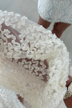 Kimberly Aesthetic Loose Mini Dress with Balloon Sleeves Made From Lace Textured Fabric Elevated Occasion Wear