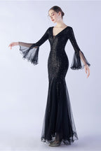 Sequin Ruffled Mesh Party Dress