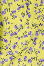 Yellow Halter Neck Backless Ditsy Floral Print High Slit Midi Dress