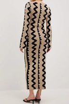 Striped Contrast Slim Knit Sweater Dress