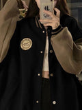 Contrast color loose baseball jacket