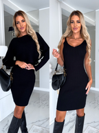 Ribbed Knit Long Sleeves Crop Pullover and Bodycon Cami Dress Set