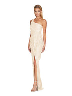 One-shoulder Tie-up Pleated Sweet And Spicy Sequined Dress