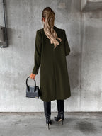 Long Sleeves, Lapel, Solid Color, Double-breasted, Slim Fit Coats
