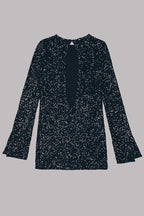 Sequin Open Back Oval Cutout Long Sleeve Mini Dress