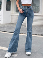 Washed High Waist Stretchy Flare Jeans