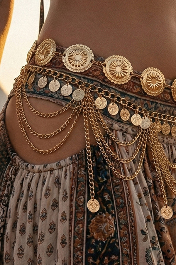 Vintage-style Ethnic Openwork Floral Body Chain
