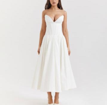 Strapless Corset Midi Ball Gown with Convenient Pockets