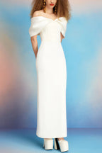 Elegant Off-shoulder Spliced fitted Backless Maxi Dress