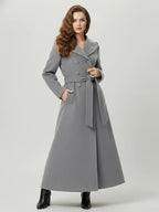 Wool Blend Maxi Hooded Coat With Double-Breasted Design For Women 2026
