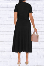 Textured Knit Short Sleeve Dress
