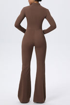 Zipper Cloud Soft Slim Long Sleeve Yoga Jumpsuit