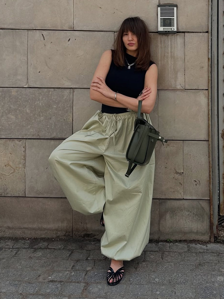 Pure Cotton Lantern Pants Color Loose-fit Comfort Pants