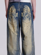 Gradient Wing Print Boyfriend Jeans