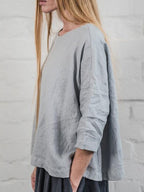 Woman's Plus Size Cotton and Linen Half Sleeve Solid Color Blouse