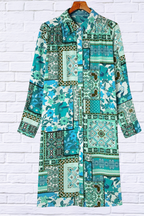 Printed Button Up Long Sleeve Top