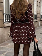 Polka Dot Long Sleeve Mini Dress
