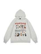 Cat Puppy Print Oversized Hoodie