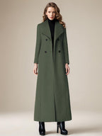 Woolen Coat For Women Turndown Collar Double-breasted Full Length Retro Wrap Coat Winter Outerwear 2026