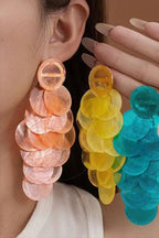 Resort Style Colorful Round Shell Tassel Earrings