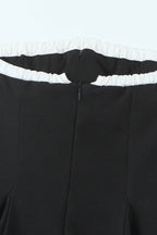 Black Contrast Bustier Lace-up Back Dress