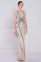 Beaded Floral Sequin Mermaid Party Dress