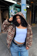 Checked Lined Reversible Fashion Hoodie