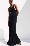 Ribbed Knit Racerback Halter Neck Mermaid Maxi Dress