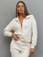Textured Half-Zip Sweater And Joggers Set For Women 2026