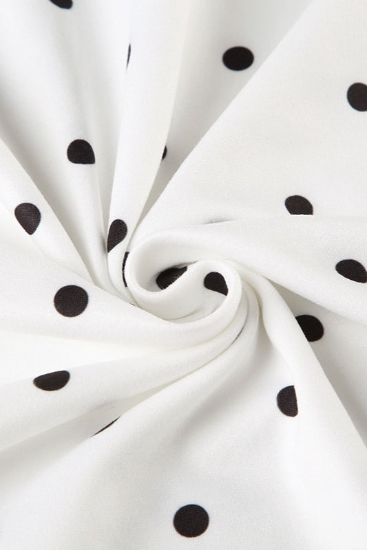 White Polka Dot Lace V-Neck Bodycon Maxi Dress