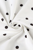 Polka Dot Lace Trim Deep V-Neck Bow Spaghetti Strap Slip Midi Dress