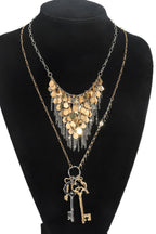 Fashionable Sequined Tassel Key Multi-layer Exaggerated Necklace