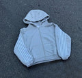 Retro Letter Embroidered Zip Hoodie