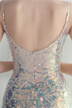 Iridescent Sequin Slit Bodycon Maxi Dress