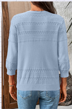 Textured Button-Front Cardigan with 3/4 Sleeves