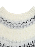 Fair Isle Knitted Jumper High Neck Long Sleeve Pullover For Women 2026