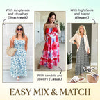 Floral Print Smocked Bodice Spaghetti Strap Tiered Maxi Dress