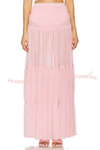 Stunning Chiffon Elastic Waist Layered A-line Maxi Skirt