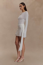 Sexy Slim-Fit Waist-Cinched Lace-Knit U-Neck Sweater
