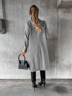 Long Sleeves, Lapel, Solid Color, Double-breasted, Slim Fit Coats