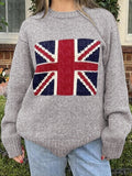 Flag Jacquard Crew Neck Pullover Sweater