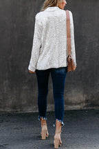 Long Sleeve Sequined Lapel Blazer