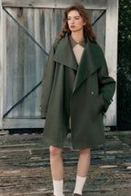 Wide Collar Single-Button Mid-Length Loose Fit Trench Coat
